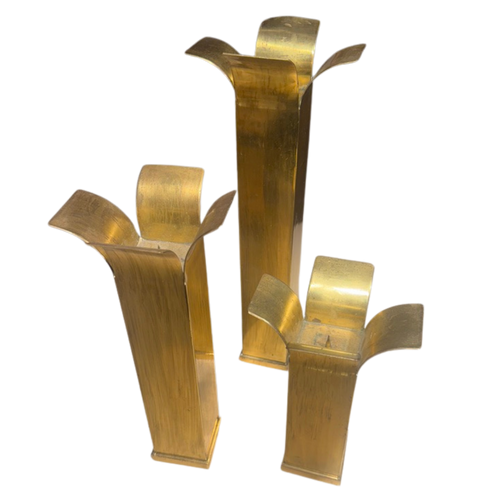 Trio of Brass Petal Candle Holders