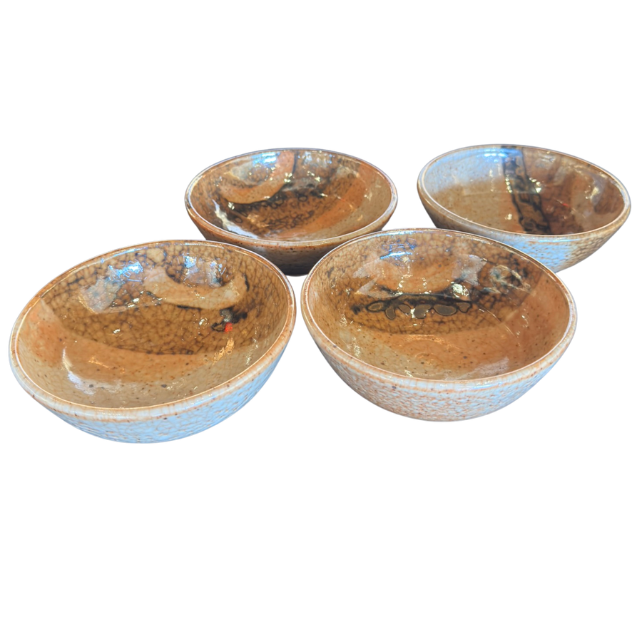 Set of Four Speckled Brown Studio Bowls