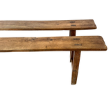 Rustic French Pine Bench with Trestle Base
