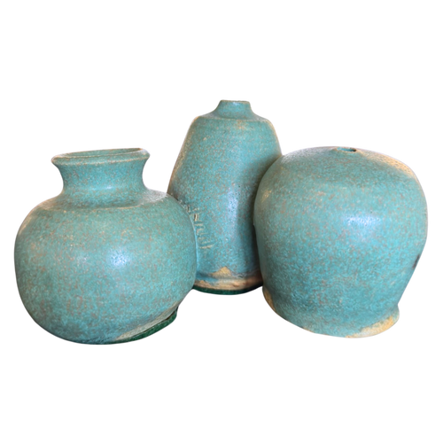 Trio of Teal Studio Ceramic Bud Vases