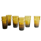 Set of 6 Moroccan Beldi Glasses - Amber
