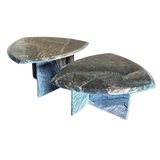 Pair of Vintage Triangular Textured Marble End Tables