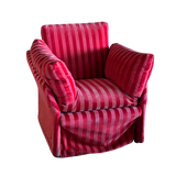 Italian Red Striped Velvet Accent Chair