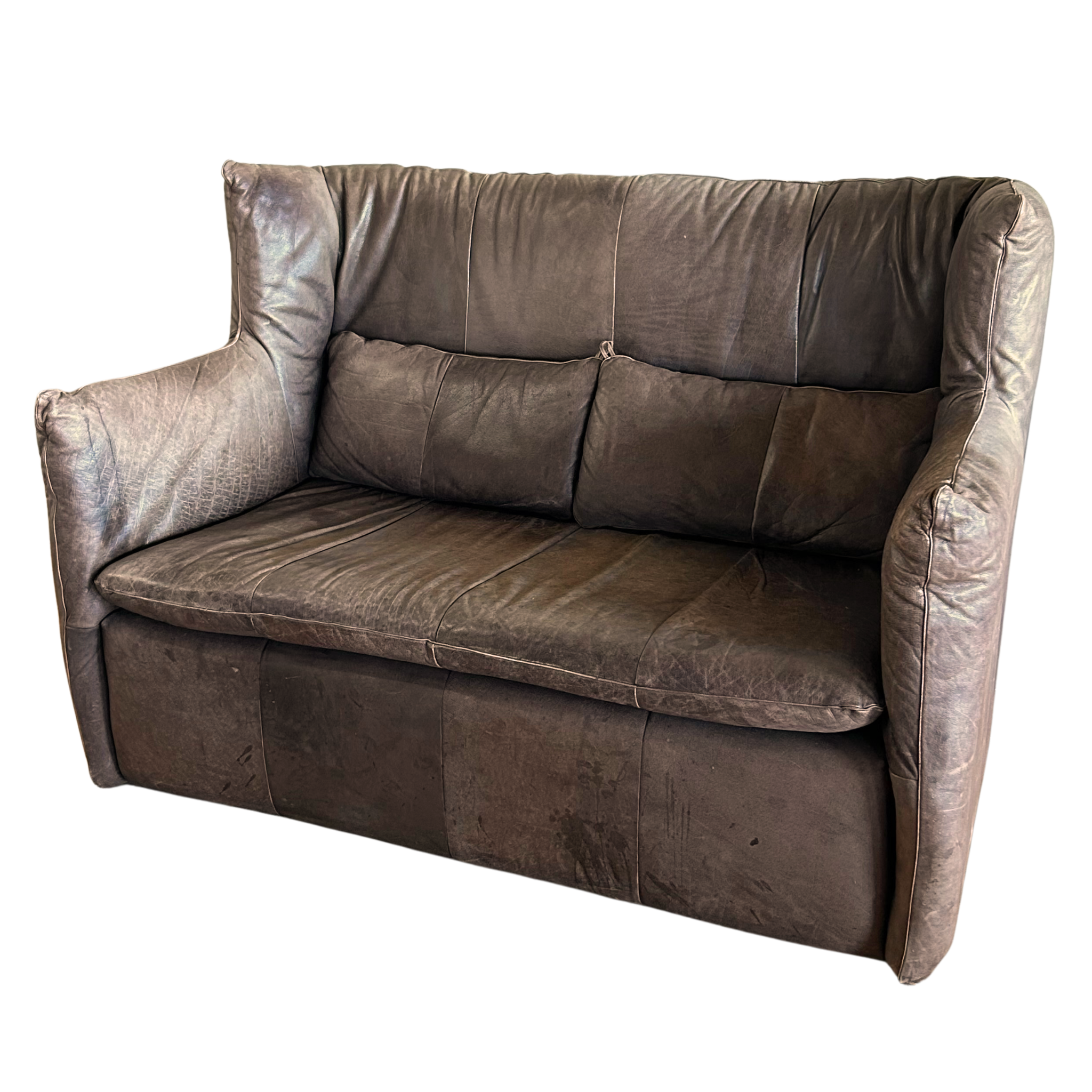 Vintage Chocolate Leather High Back De Sede Loveseat