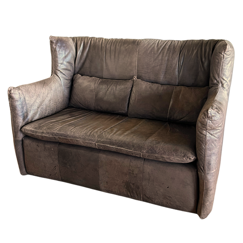 Chocolate Leather High Back Loveseat