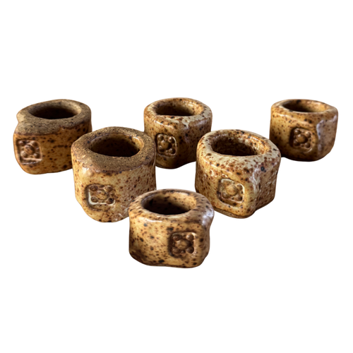 Set of 6 Speckled Ceramic Napkin Holders