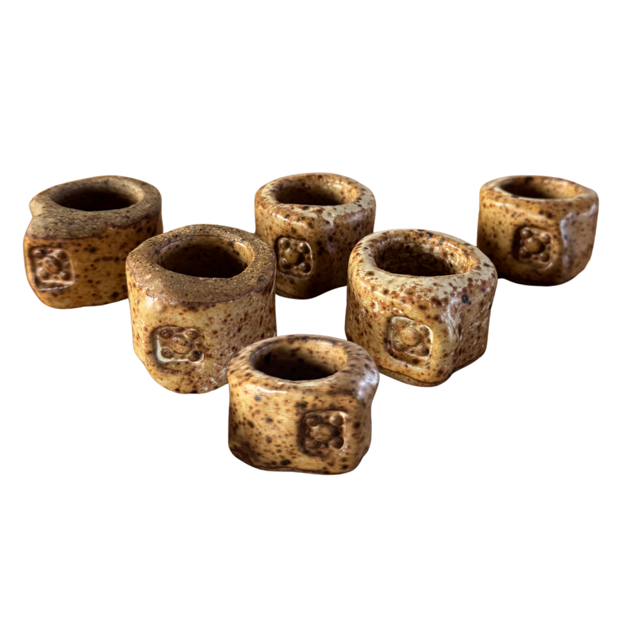 Set of 6 Speckled Ceramic Napkin Holders