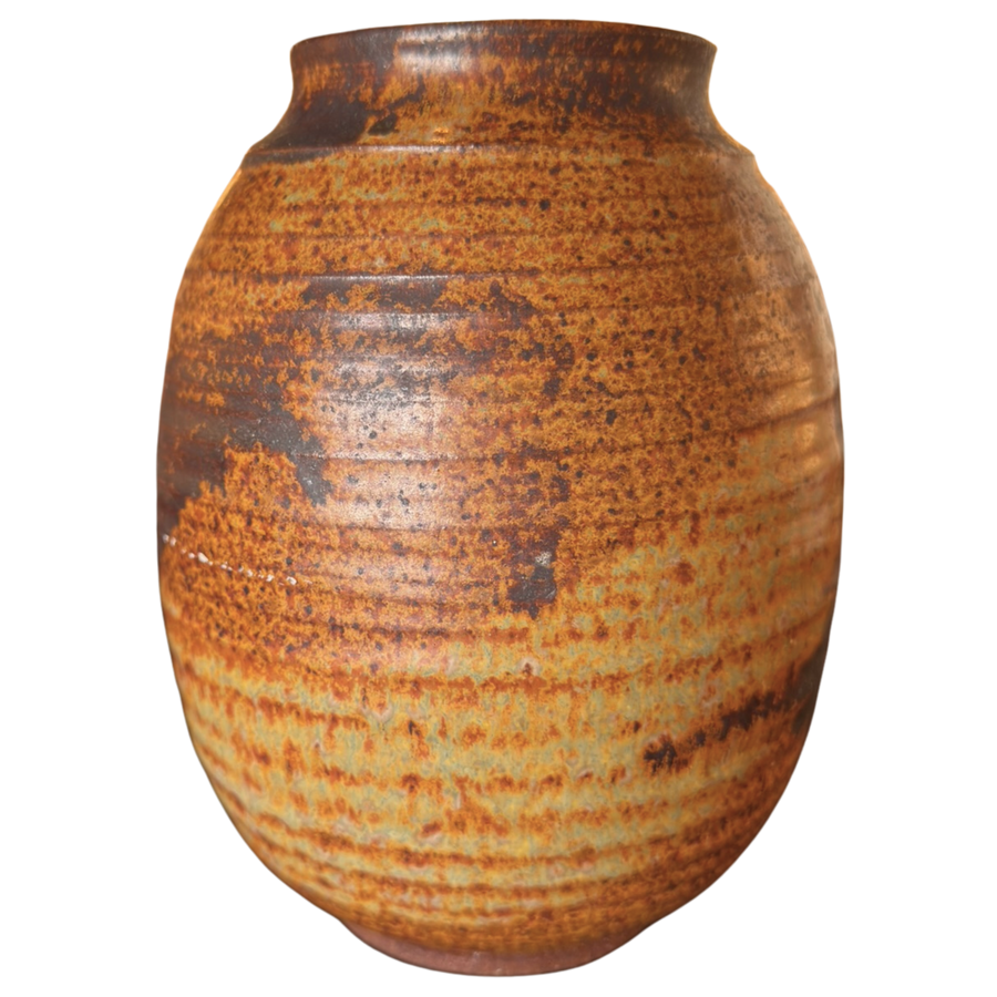 Rust and Umber Glazed Stoneware Vase