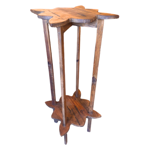 Aged Oak Clover Pedestal Table