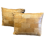 Vintage Butter Leather Patchwork Pillow