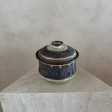 Two Tone Etched Studio Pottery Lidded Vessel