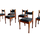 Set of 6 Mid Century Walnut Dining Chairs by Silvio Coppola for Bernini, 1960s