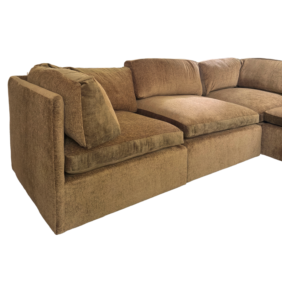 5 Piece Milo Baughman Sectional in Deep Ochre Chenille