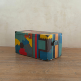 Vintage Polychrome Abstract Wood Storage Chest