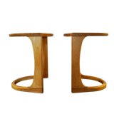 Pair of Curved Maple Side Tables