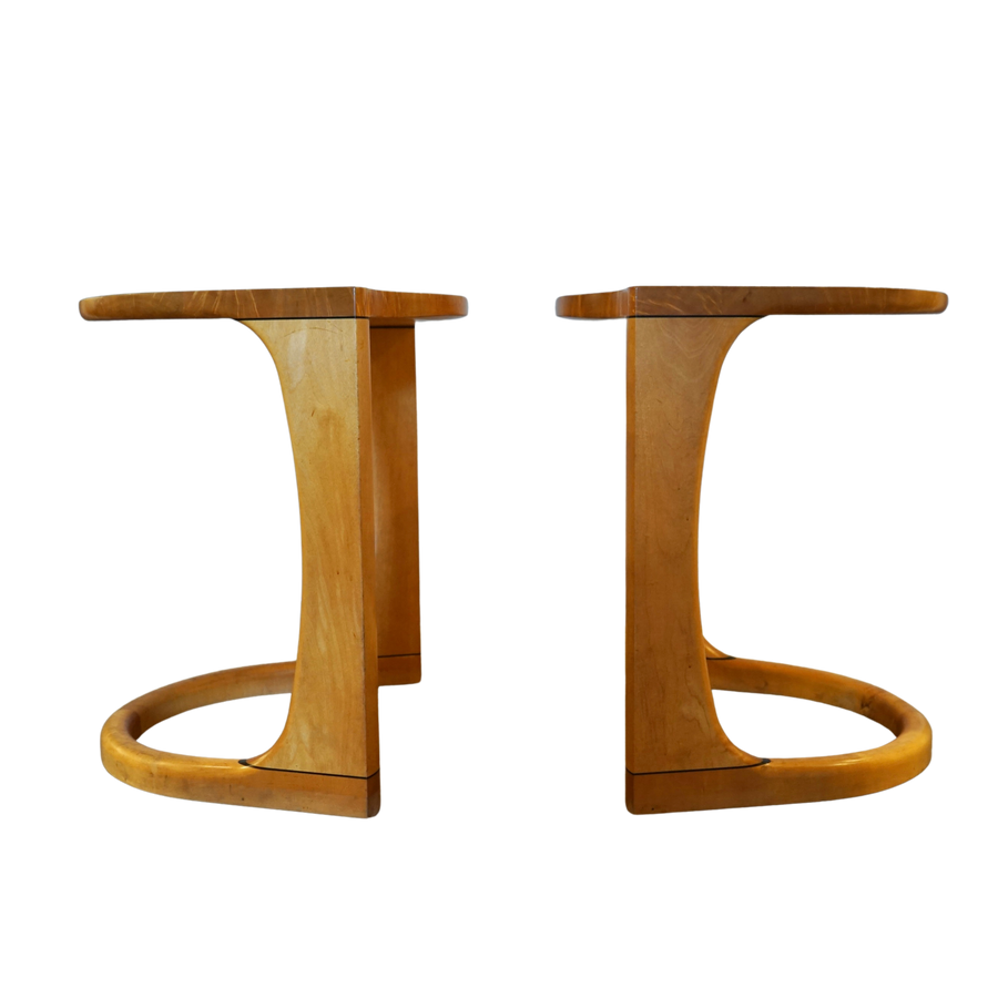 Pair of Curved Maple Side Tables