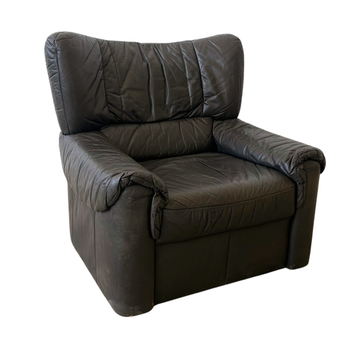 High Back Espresso Leather Armchair