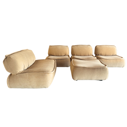 5 Piece Butter Chenille Modular Lounge Seating Set