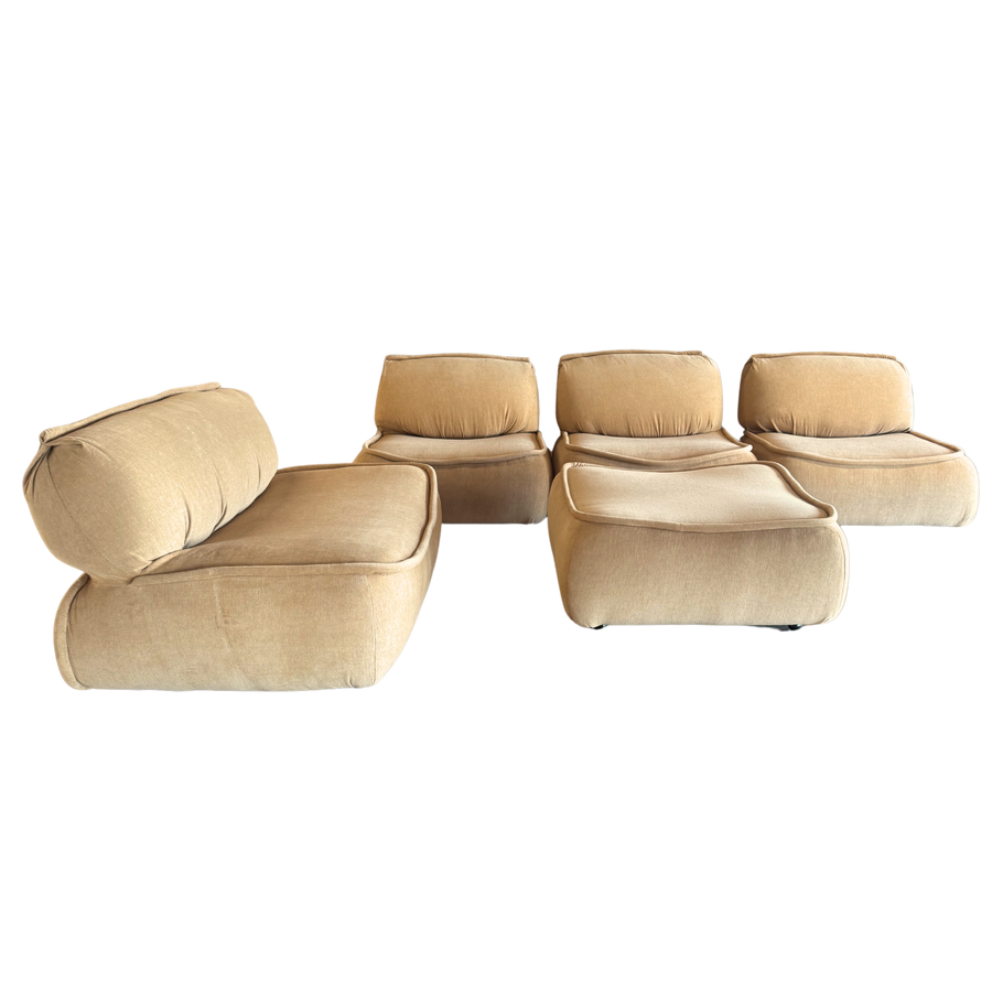 5 Piece Butter Chenille Modular Lounge Seating Set