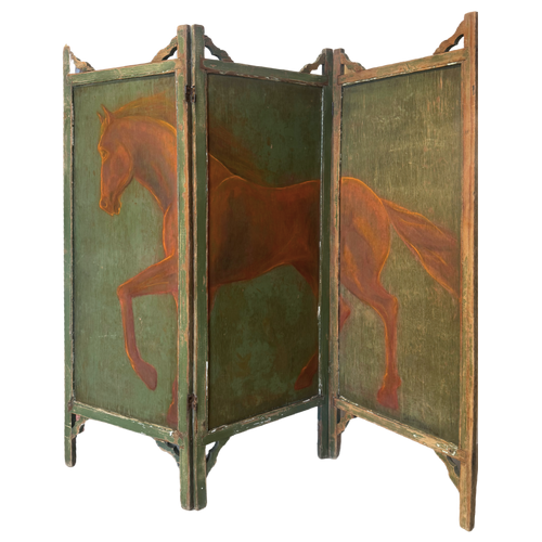 Hand-Painted Equestrian Screen