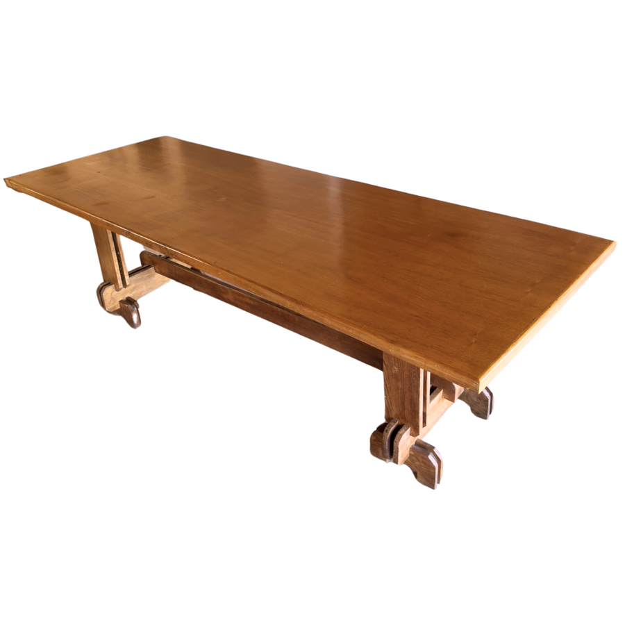 Antique Oak Trestle Dining Table