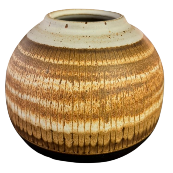 Round Banded Studio Ceramic Vessel