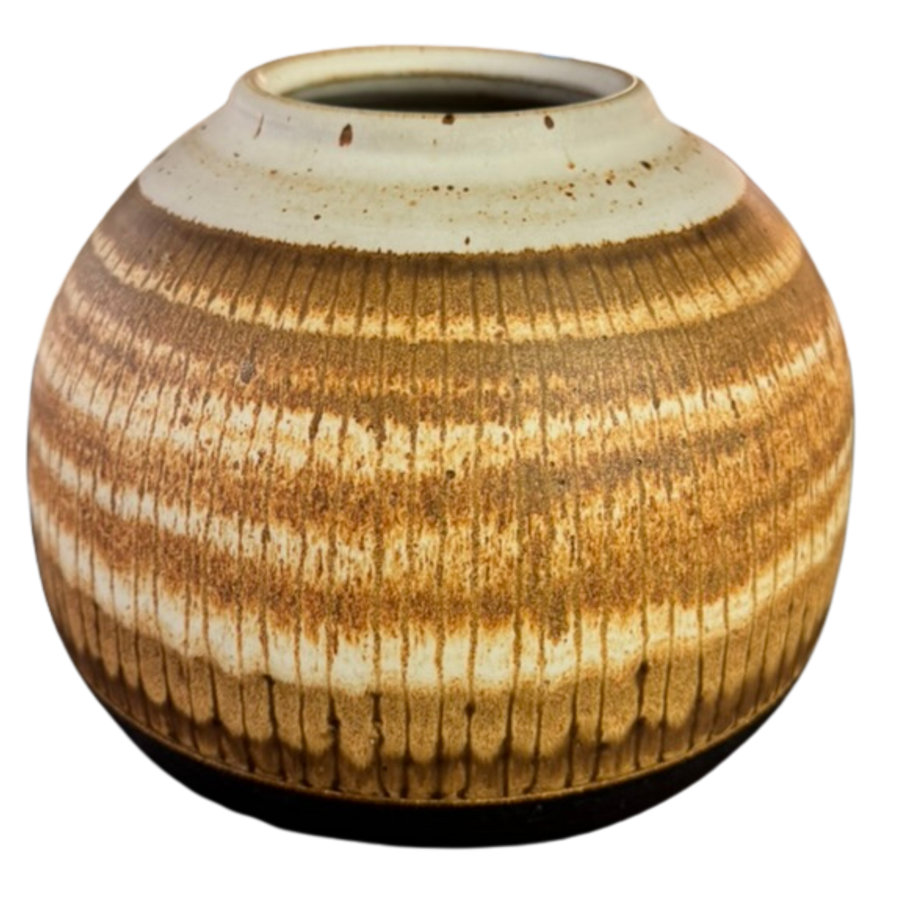 Round Banded Studio Ceramic Vessel