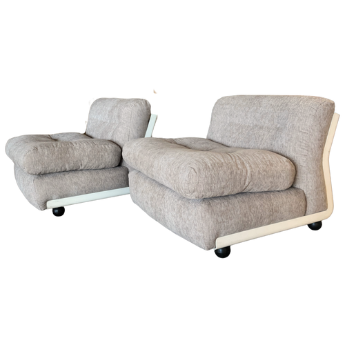 Pair of Cream and Taupe B&B Amanta Lounge Chairs