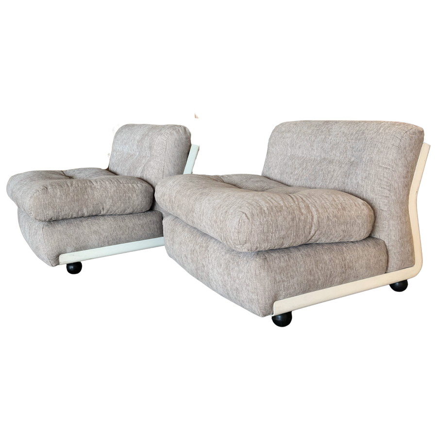 Pair of Cream and Taupe B&B Amanta Lounge Chairs