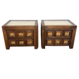 Pair of Brutalist Oak and Cork Nightstands, 1970s