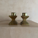 Pair of Structural Brass Candle Holders