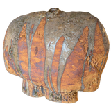 Organic Form Studio Ceramic Vessel with Textured Ash Glaze