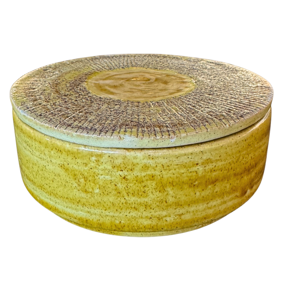 Golden Ochre Ceramic Lidded Jar