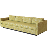 Milo Baughman Tuxedo Sofa in Chartreuse Velvet