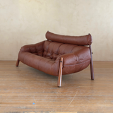 Tufted Cognac Leather MP-81 Sofa by Percival Lafer, 1970s.
