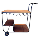 Mid Century Iron and Walnut Bar Cart