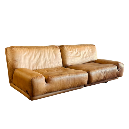 Vintage Italian Leather Two Piece Loveseat