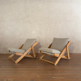Pair of French Adjustable Wood Frame Lounge Chairs