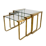 Trio of Nesting Brass Edged End Tables