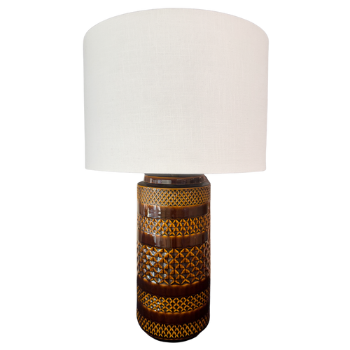 Caramel Grid Ceramic Table Lamps