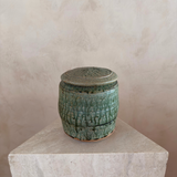 Pine Green Drip Lidded Vessel