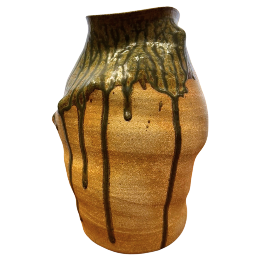 Olive Drip Studio Pottery Vase