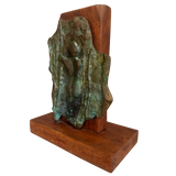 Patinated Bronze Female Relief on Wood
