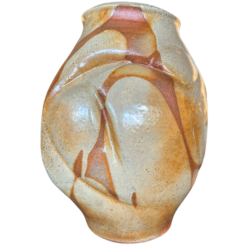 Large Sand and Rust Glaze Stoneware Vase