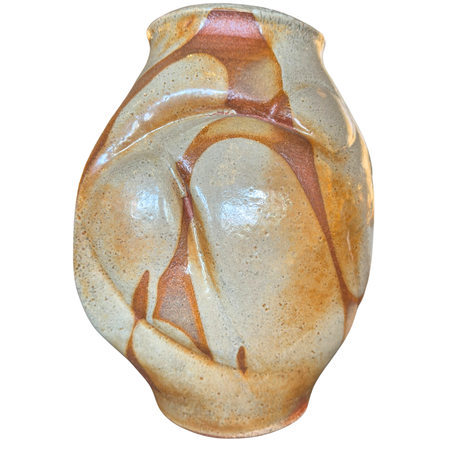 Large Sand and Rust Glaze Stoneware Vase