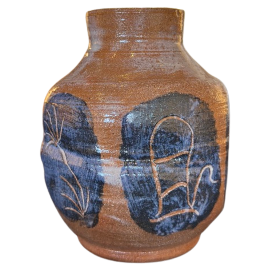 Brown and Indigo Studio Pottery Vase