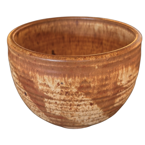 Mottled Caramel Glazed Studio Pottery Bowl