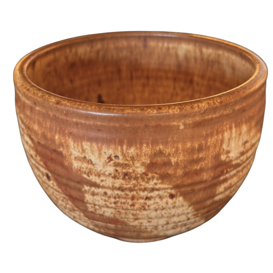 Mottled Caramel Glazed Studio Pottery Bowl