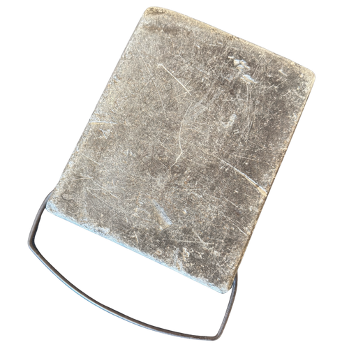 Weathered Stone Block Serving Board with Iron Handle