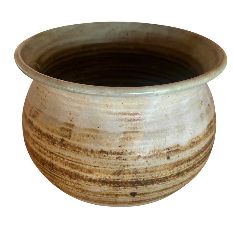 Glazed Oatmeal Stoneware Vessel
